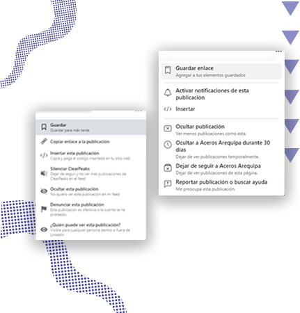facebook linkedin similitud en el menú contextual